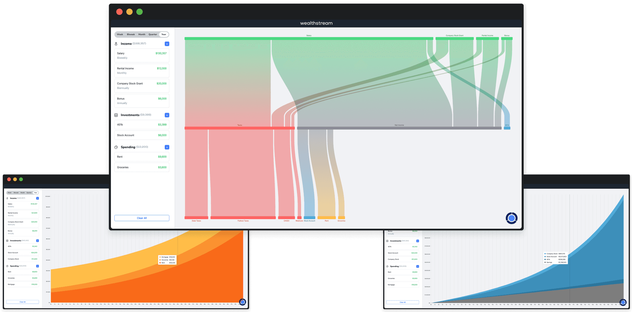 Snapshot of the wealthstream UI